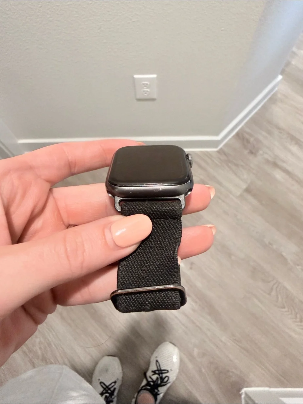 Apple Black Smartwatch with Black Nylon Loop Band